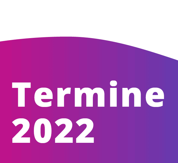 lila Hintergrund. Darauf steht "Termine 2022"